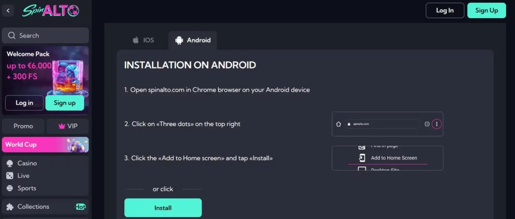 Aan de slag met SpinAlto op je smartphone