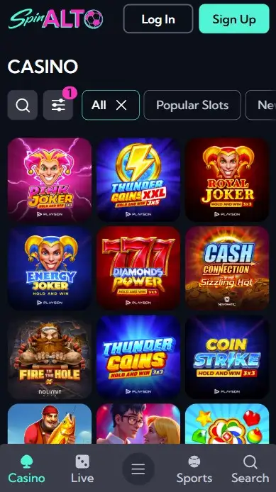 Beschikbare spellen via de app